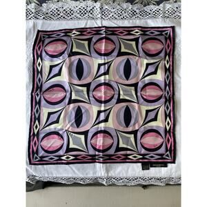 Vtg Emilio Pucci Silk Scarf Geometric Collane Print Pink Purple Made in Italy